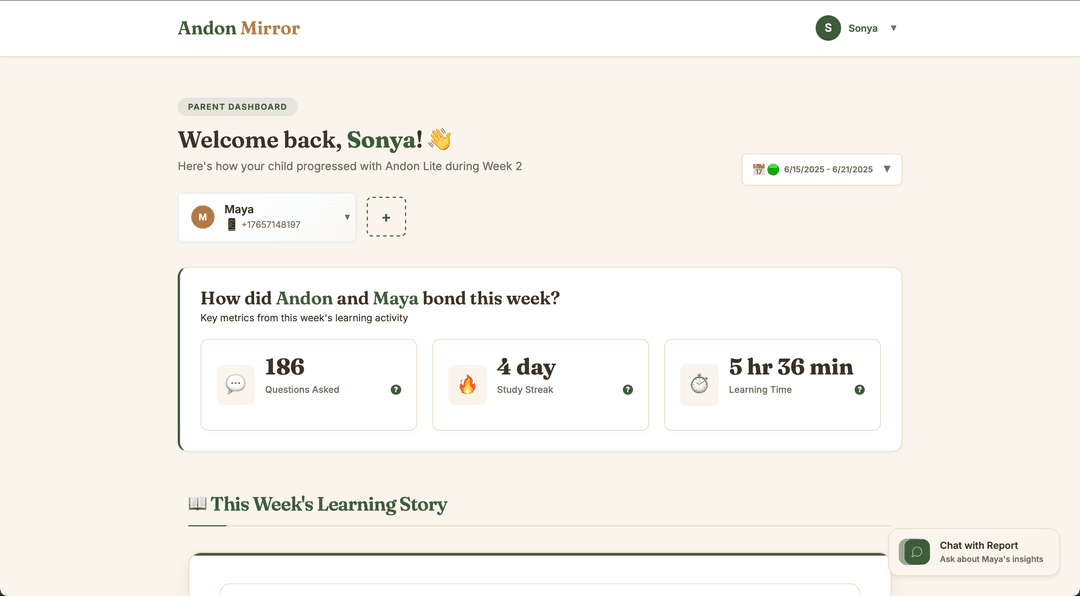 Parent Dashboard Preview