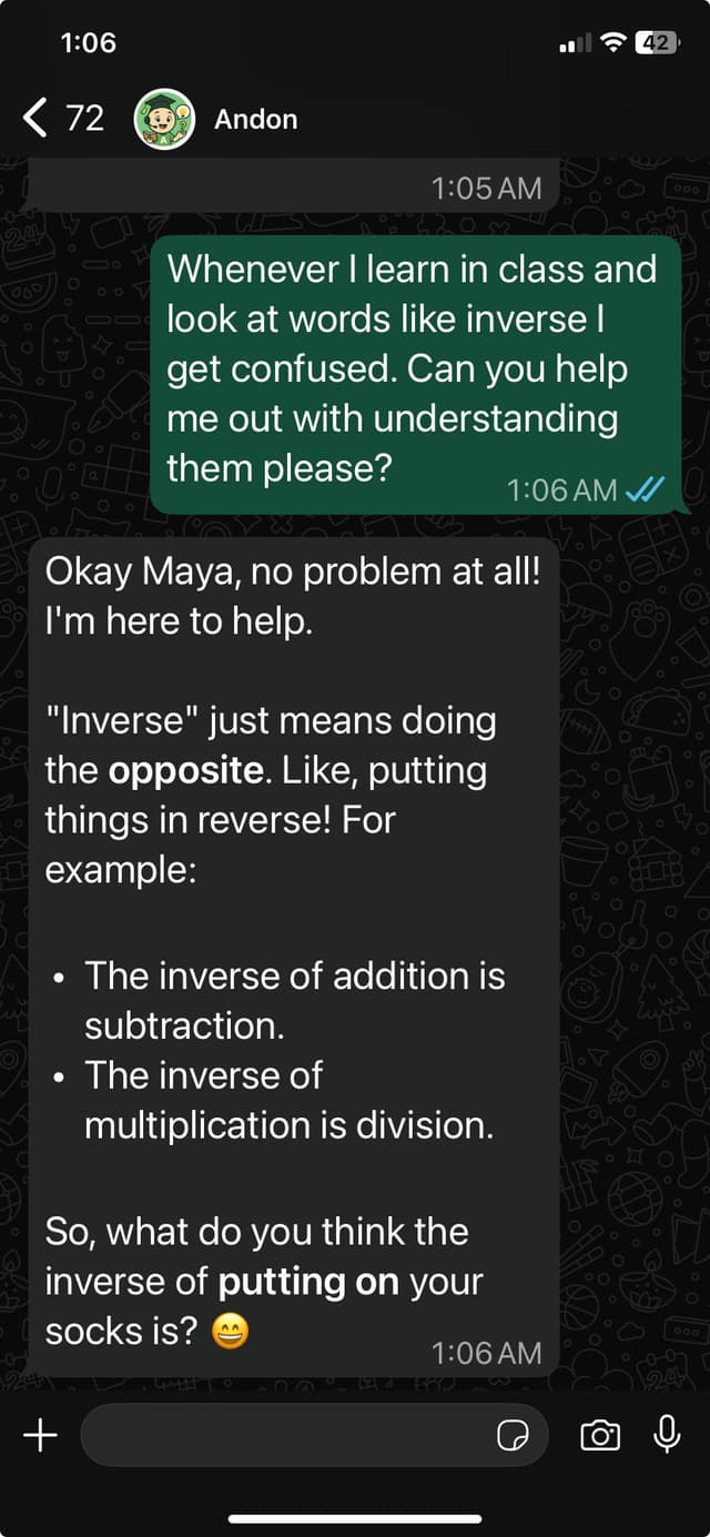 Andon explaining a concept visually.